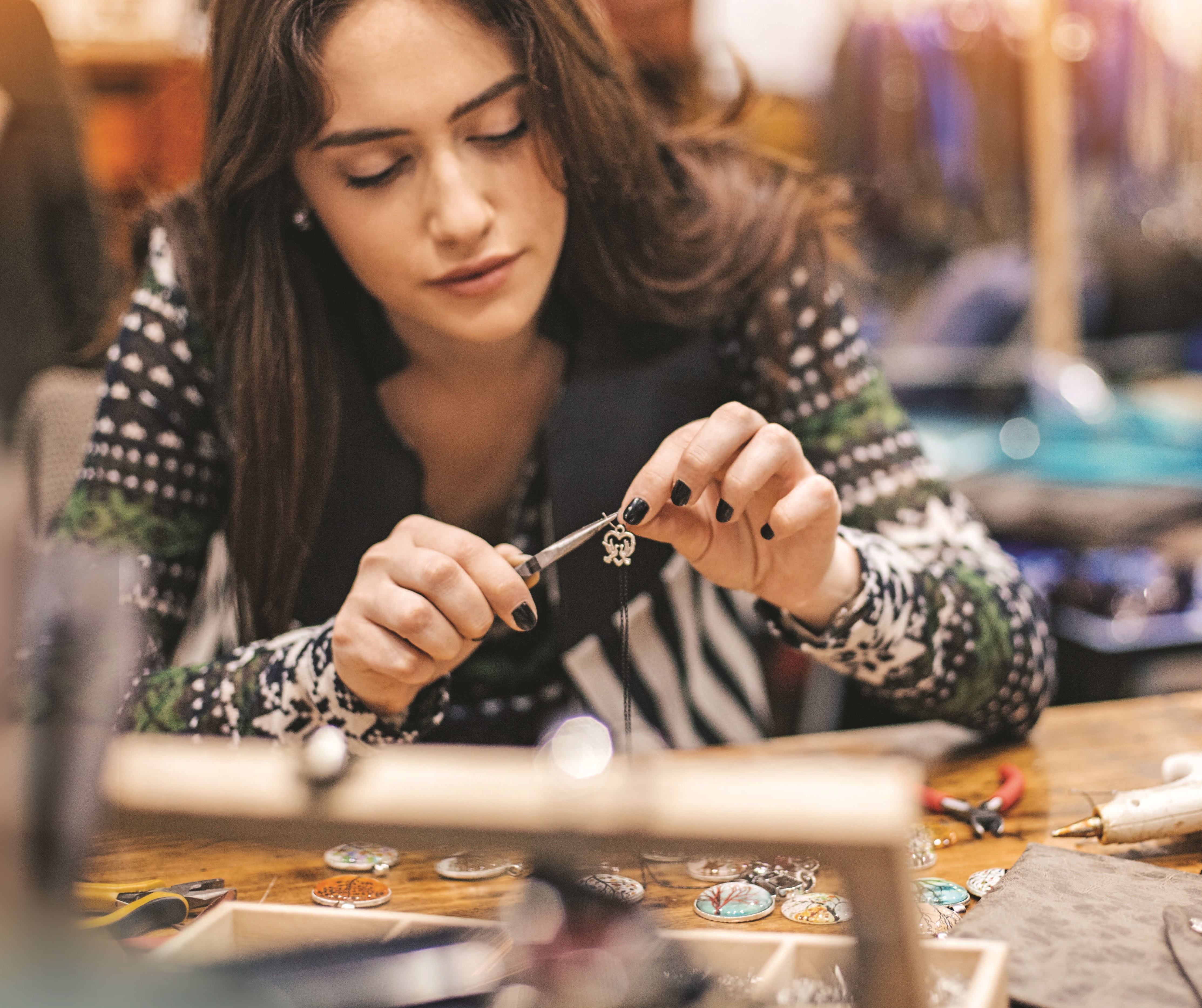 Student making crafts